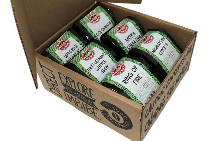A sampler box with the top open, displaying all of the varieties inside